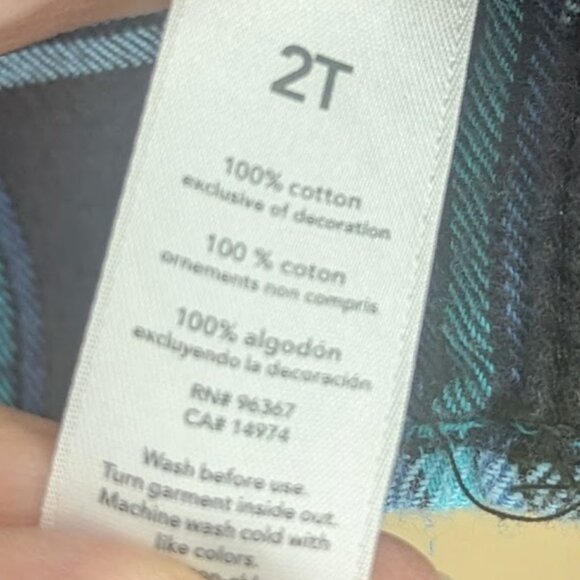 2T Boys Hooded Flannel Shirt/Jacket Long Sleeve Button Up 100% Cotton Blue Plaid - Picture 6 of 6